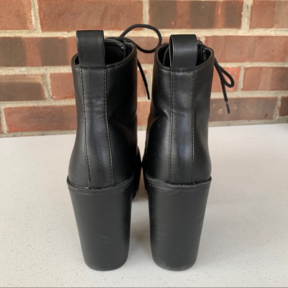 Soda black platform chunky heel lace ankle boots - Picture 5 of 8